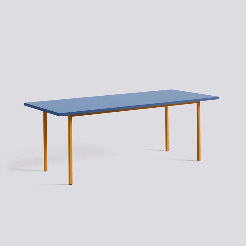 Two-Colour L200 × B90 × H74 cm Matbord Blue, Ochre – pulverlackerat stål