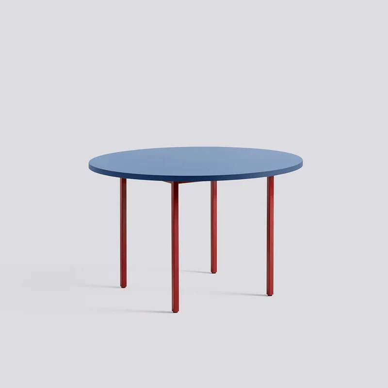 Two-Colour Ø120 × H74 cm Matbord Blue, Maroon red – pulverlackerat stål
