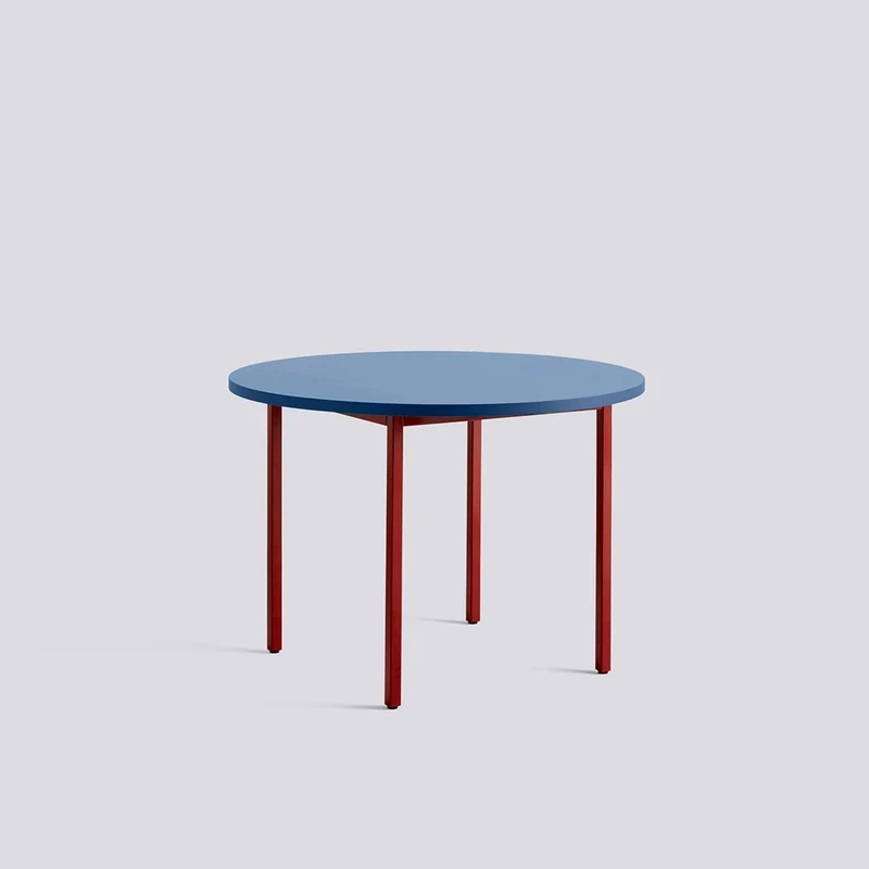 Two-Colour Ø105 × H74 cm Matbord Blue, Maroon red – pulverlackerat stål