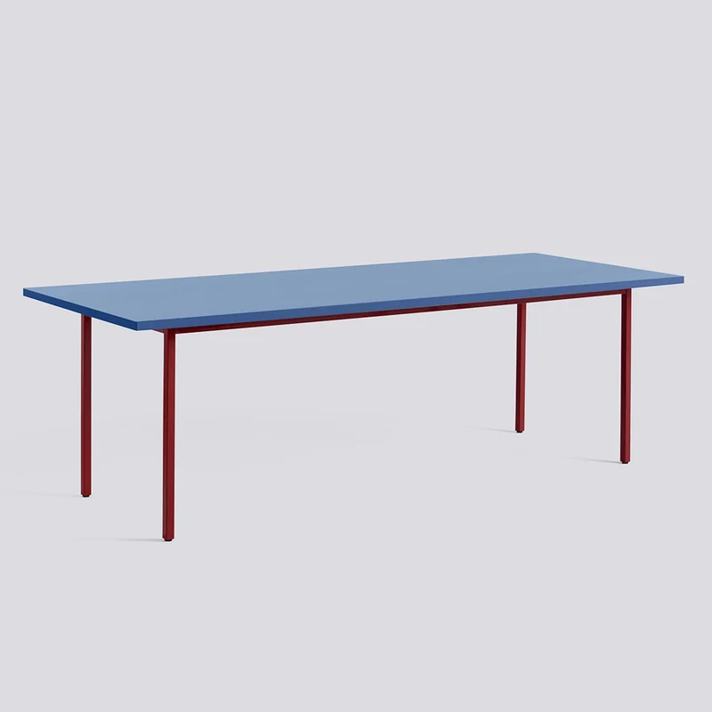 Two-Colour L240 × B90 × H74 cm Matbord Blue, Maroon red – pulverlackerat stål