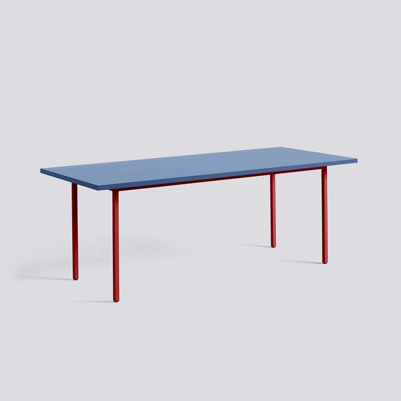 Two-Colour L200 × B90 × H74 cm Matbord Blue, Maroon red – pulverlackerat stål