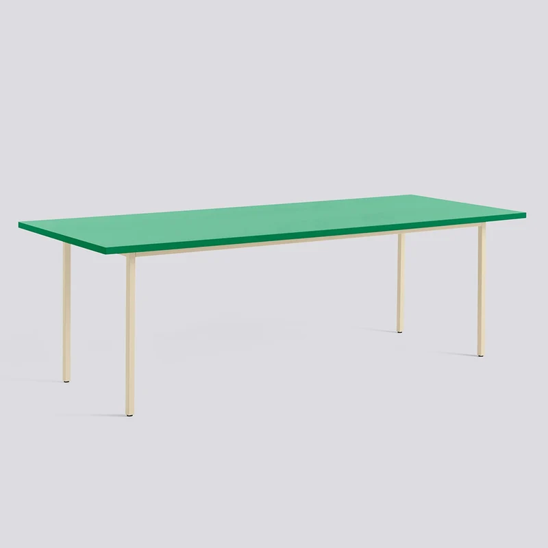 Two-Colour L240 × B90 × H74 cm Matbord Green mint, Ivory – pulverlackerat stål