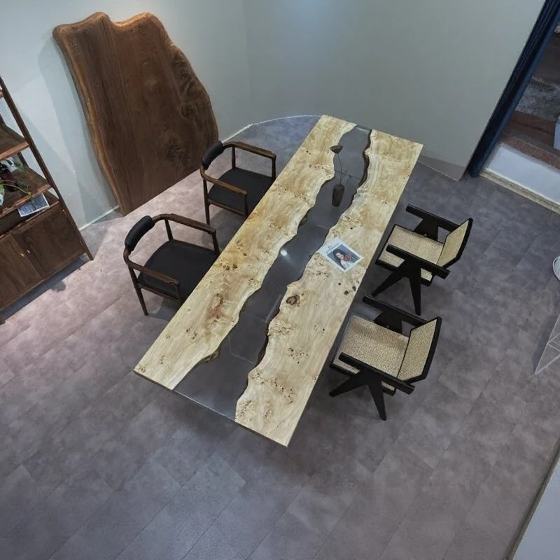 Tapestry Solid Poplar Wood Light Color Resin Table
