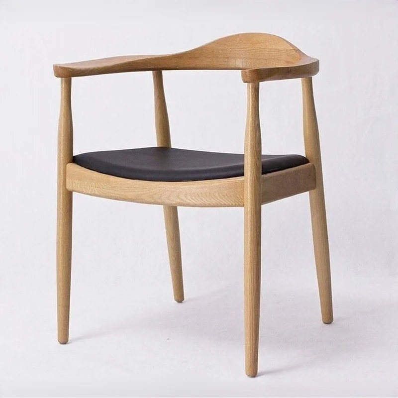 Mid Century Modern Leather Ash Wood Armchair