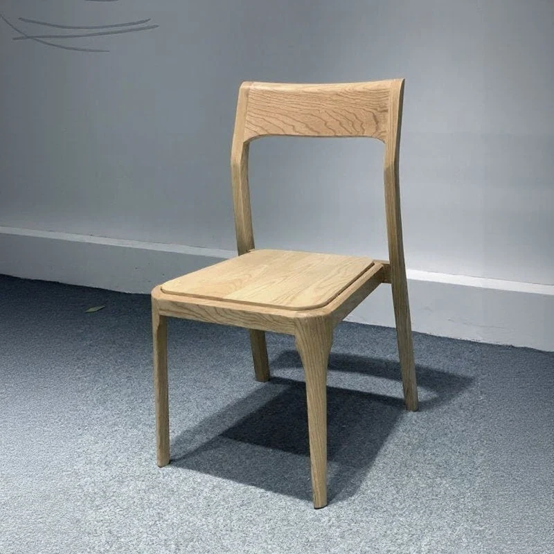 Scandinavian Armless Ash Wood Chair in Light Color