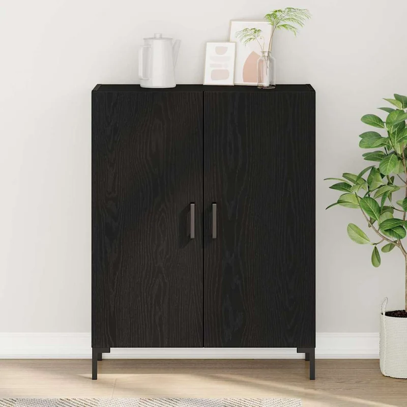Sideboard Svart Ek 69,5 x 34 x 90 cm Konstruerat trä