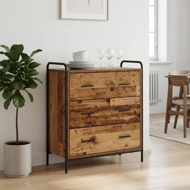 Sideboard Gammalt trä 97 x 33 x 81 cm Konstruerat trä