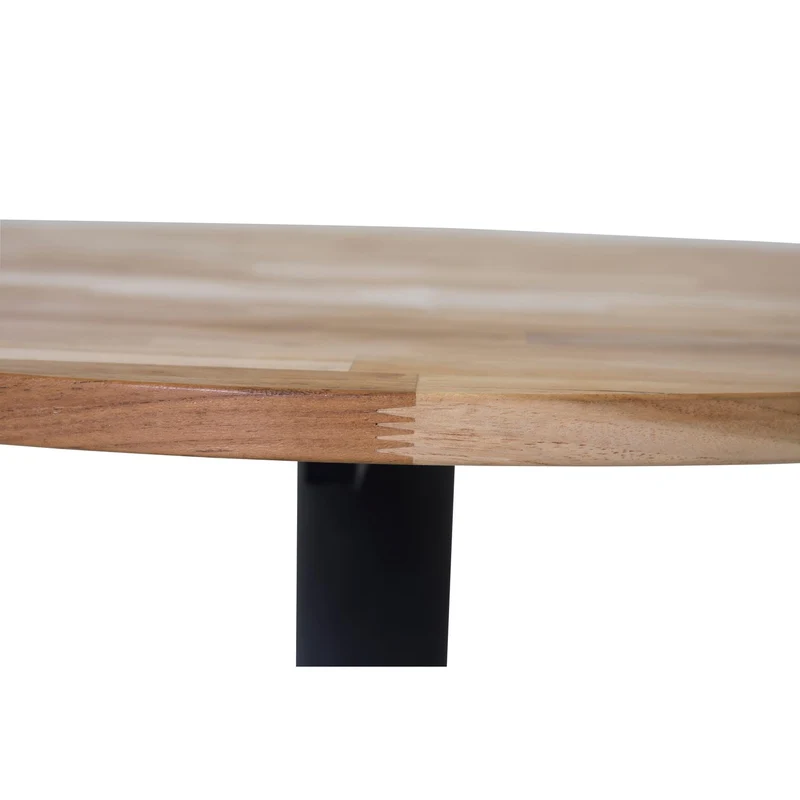 Cirebon Runt matbord Svart,Natur, Teak, ⌀100