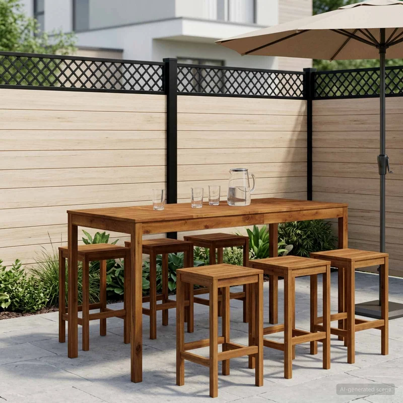 Trädgård Bar Bord Naturlig 196 x 80,5 x 105 cm