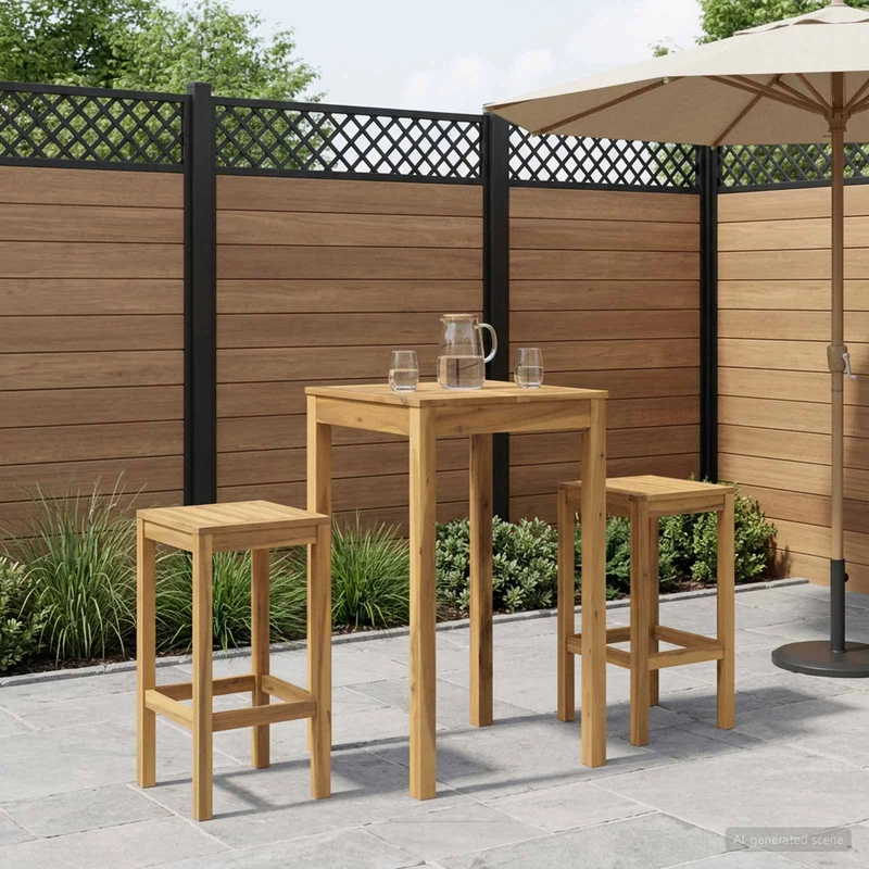 Trädgård Bar Bord Vit 60 x 60,5 x 105 cm Massivt Akaciaträ