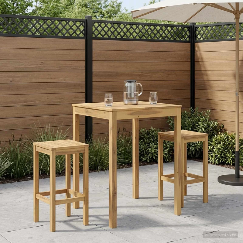 Trädgård Bar Bord Vit 80 x 80,5 x 105 cm Massivt Akaciaträ