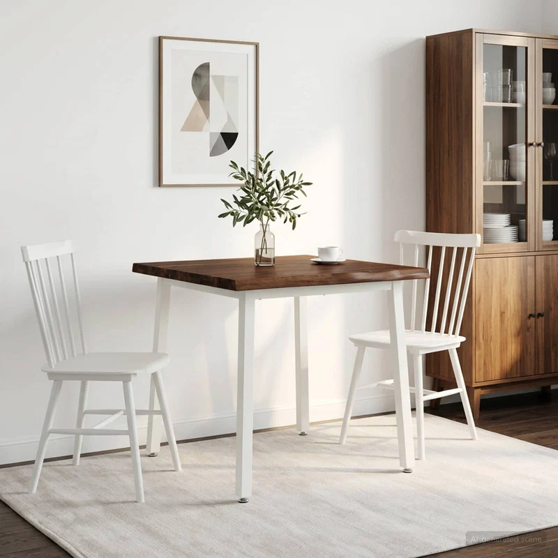 60 x 55 x 75 cm Massivt Akaciaträ Mörkbrun och Vit Rektangulär
