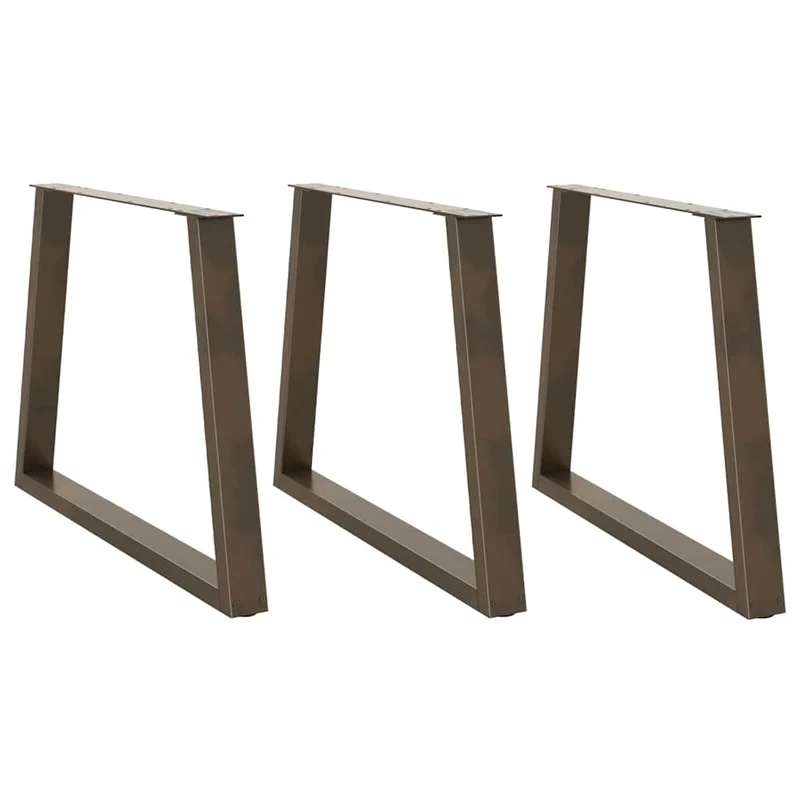 Matbordsben V-formade 3 st naturstål 100x(72-73,3) cm stål