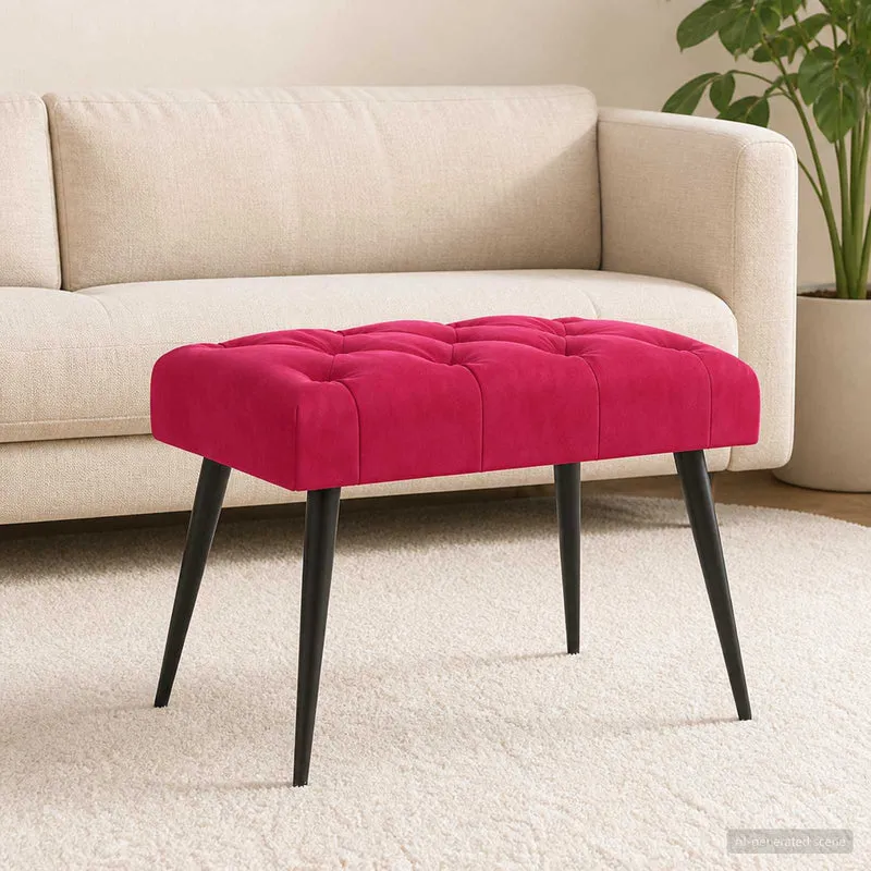 Bänk med knappar Vinröd 60 x 40 x 45 cm Sammet