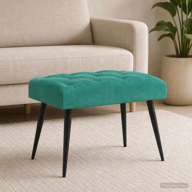 Bänk med knappar Turkos 60 x 40 x 45 cm Sammet