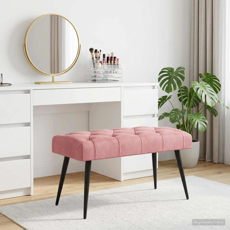 Bänk med knappar Rosa 80 x 40 x 46 cm Sammet