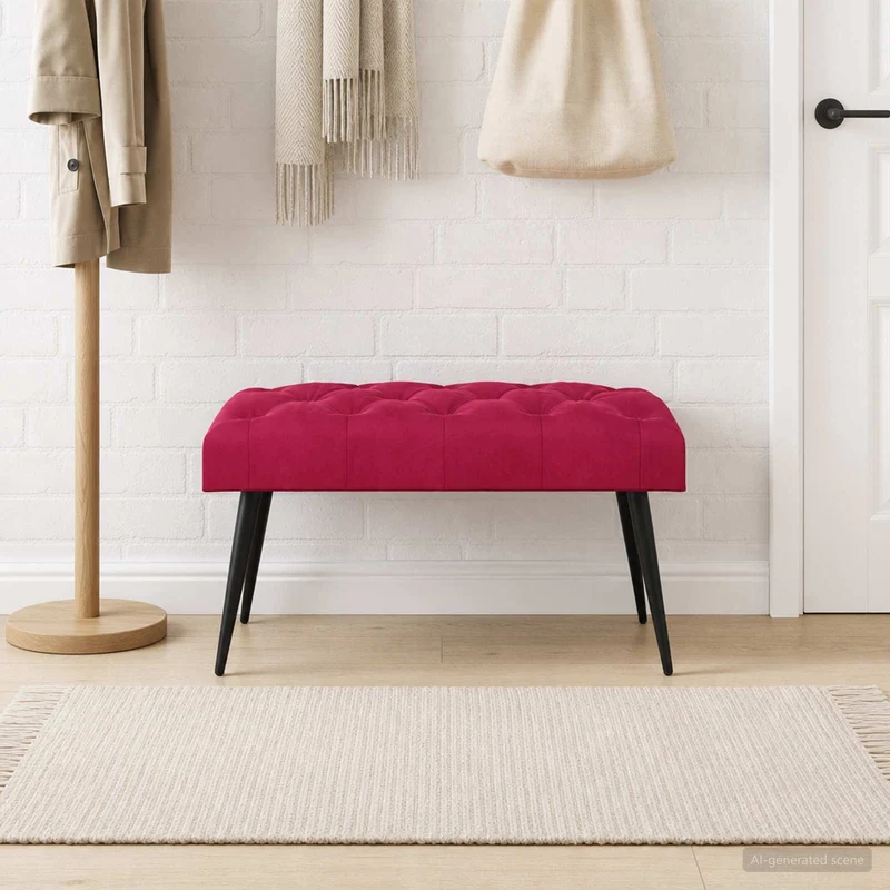 Bänk med knappar Vinröd 80 x 40 x 46 cm Sammet