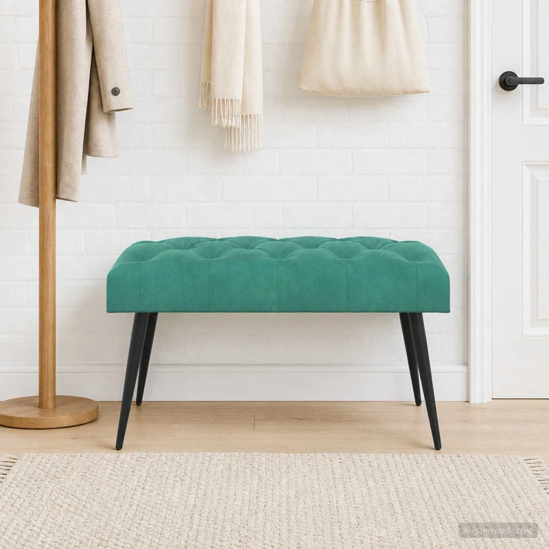 Bänk med knappar Turkos 80 x 40 x 46 cm Sammet