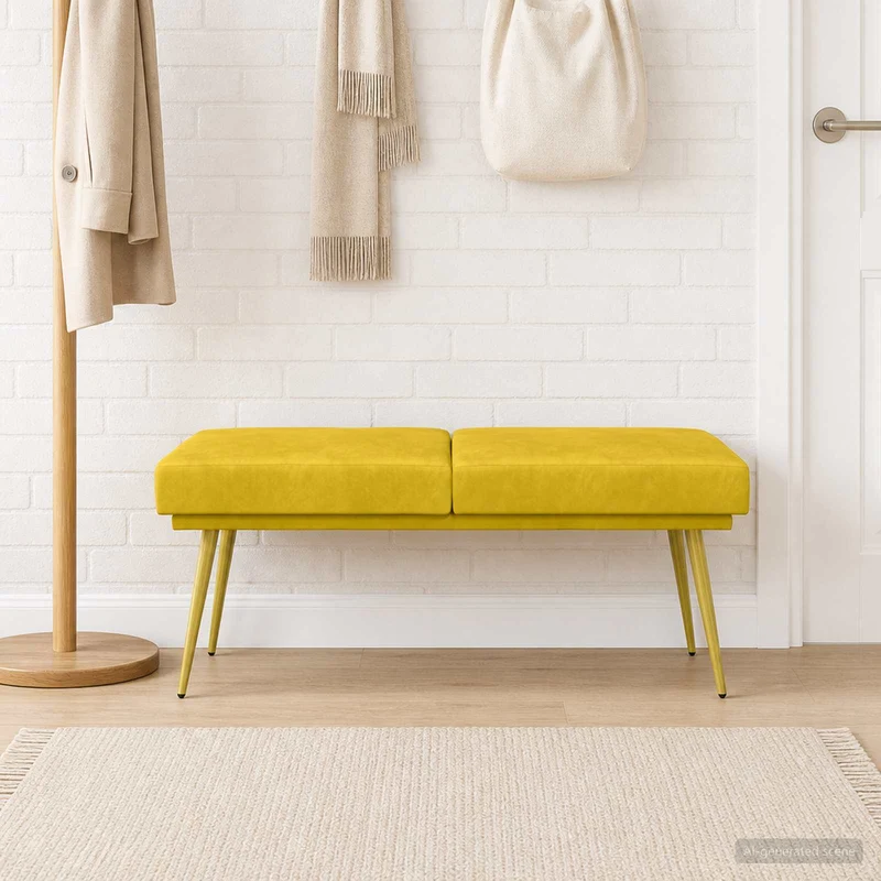 Dubbel-lager bänk Gul 120 x 45 x 46 cm Sammet