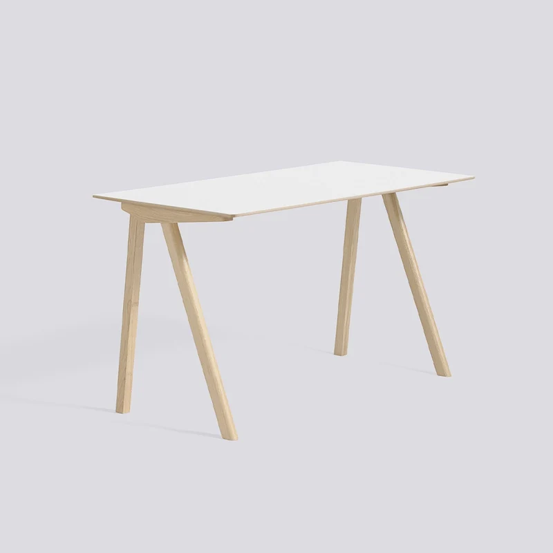 CPH 90 L130 × B65 × H74 cm Skrivbord White – laminat, massiv ek med vattenbaserad lack