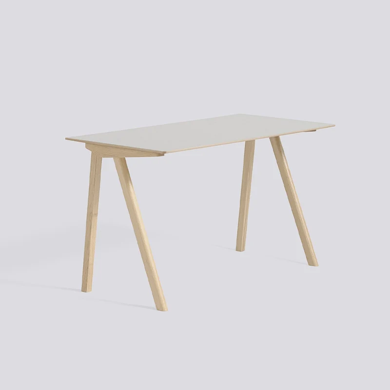 CPH 90 L130 × B65 × H74 cm Skrivbord Off-white – linoleum, massiv ek med vattenbaserad lack