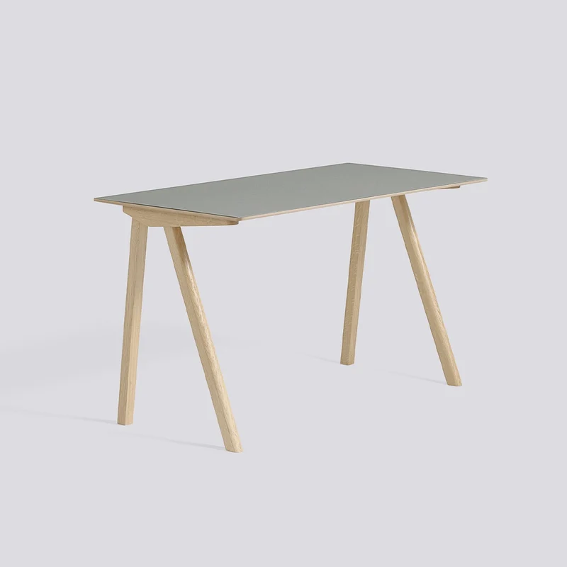 CPH 90 L130 × B65 × H74 cm Skrivbord Grey – linoleum, massiv ek med vattenbaserad lack