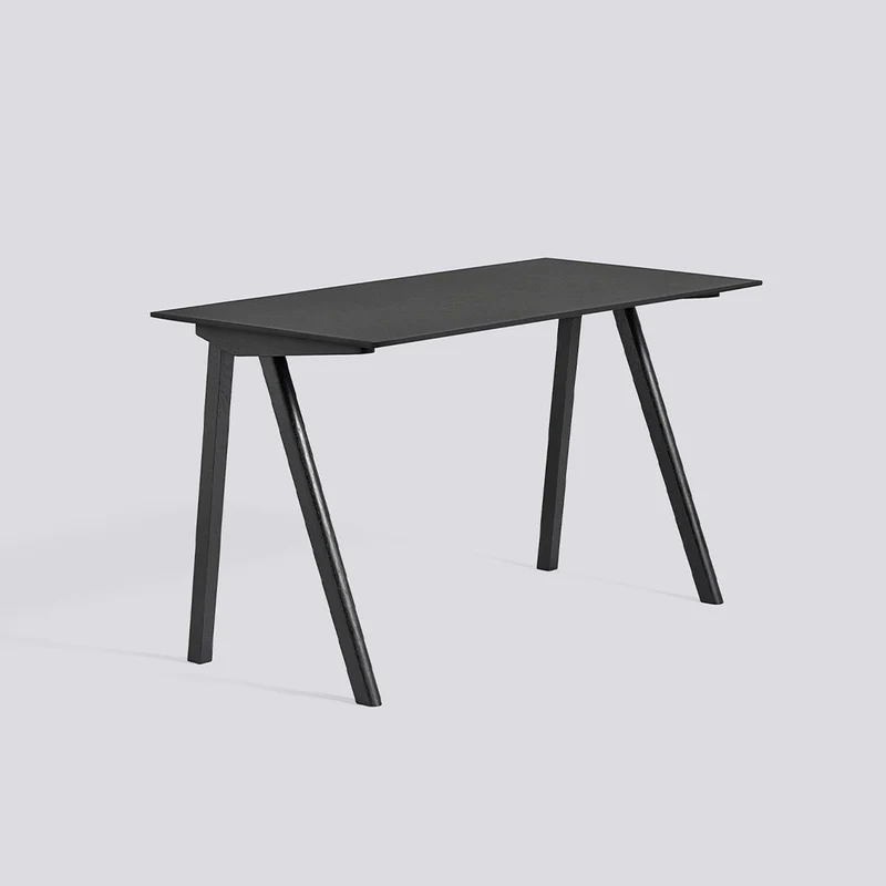 CPH 90 L130 × B65 × H74 cm Skrivbord Black – linoleum, Black – massiv ek med vattenbaserad lack