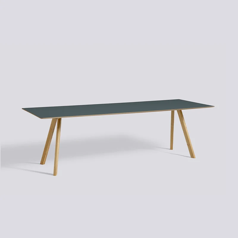 CPH 30 L250 × B90 × H74 cm Matbord Smokey blue – linoleum, massiv ek med vattenbaserad lack