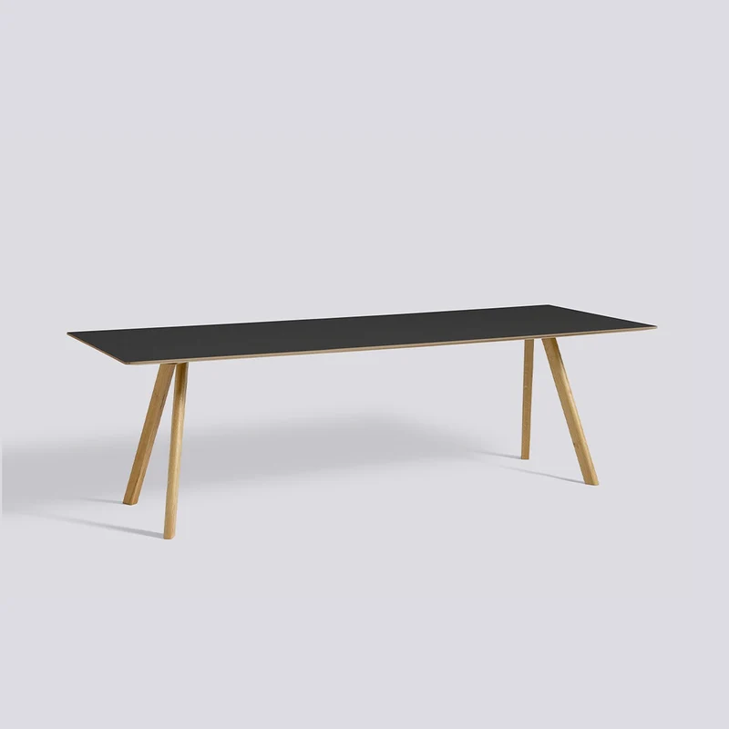 CPH 30 L250 × B90 × H74 cm Matbord Black – linoleum, massiv ek med vattenbaserad lack