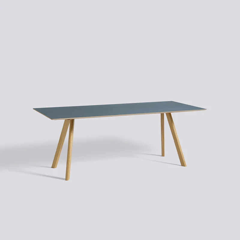 CPH 30 L200 × B90 × H74 cm Matbord Smokey blue – linoleum, massiv ek med vattenbaserad lack