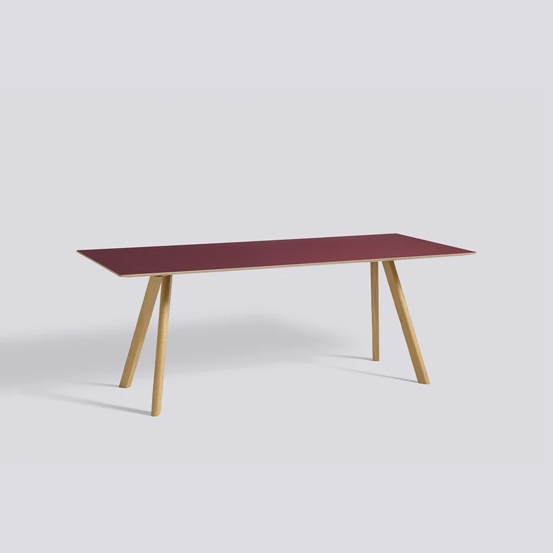 CPH 30 L200 × B90 × H74 cm Matbord Burgundy – linoleum, massiv ek med vattenbaserad lack