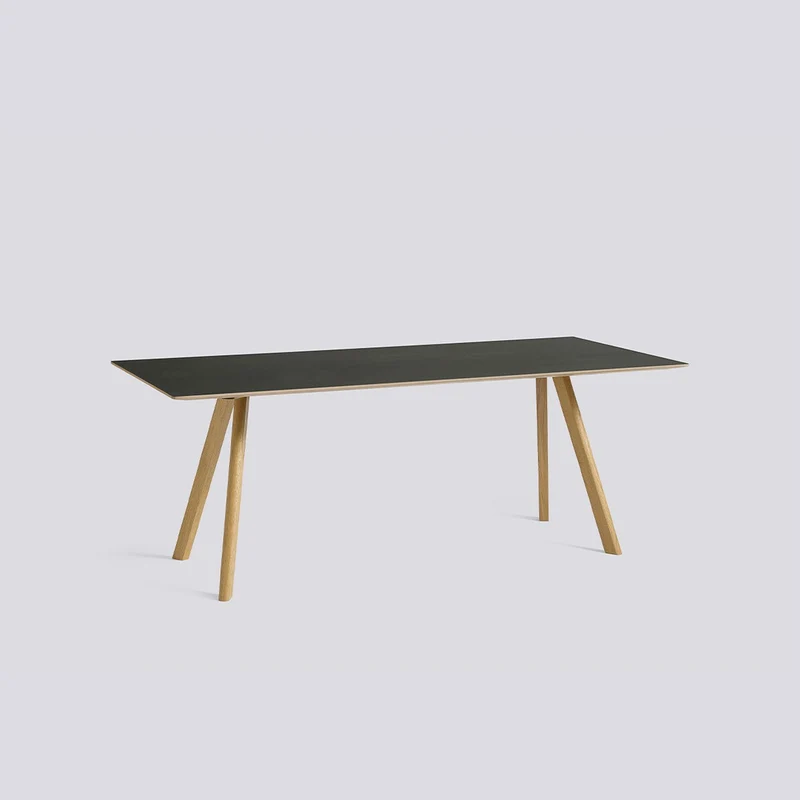 CPH 30 L200 × B90 × H74 cm Matbord Black – linoleum, massiv ek med vattenbaserad lack