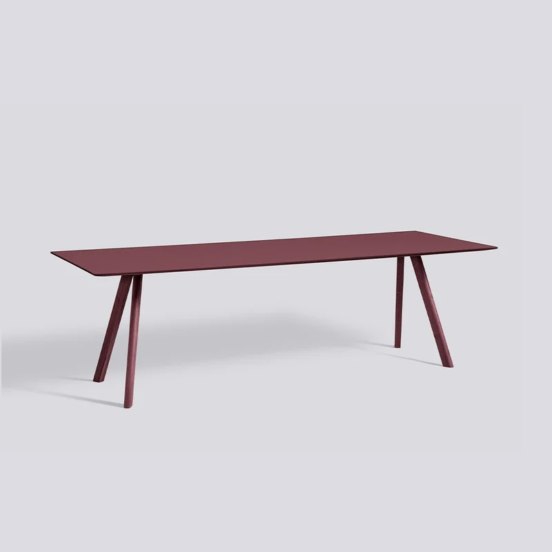 CPH 30 L250 × B90 × H74 cm Matbord Burgundy – linoleum, Bordeaux – massiv ek med vattenbaserad lack