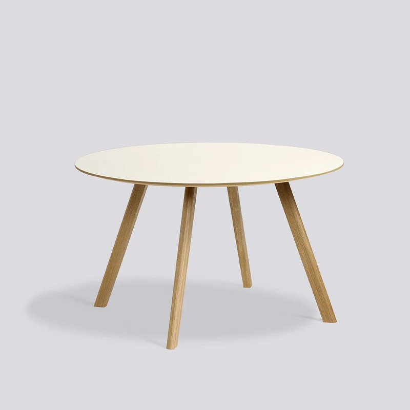 CPH 25 Ø120 × H73 cm Matbord Off-white – linoleum, massiv ek med vattenbaserad lack