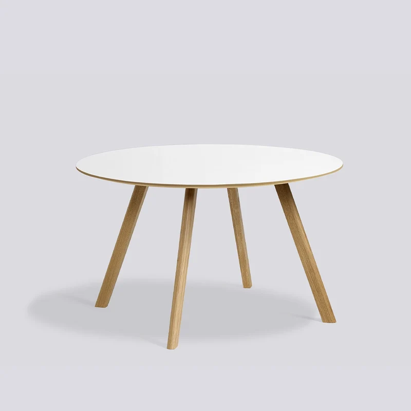 CPH 25 Ø120 × H73 cm Matbord White – laminat, massiv ek med vattenbaserad lack