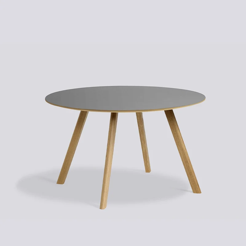 CPH 25 Ø120 × H73 cm Matbord Grey – linoleum, massiv ek med vattenbaserad lack