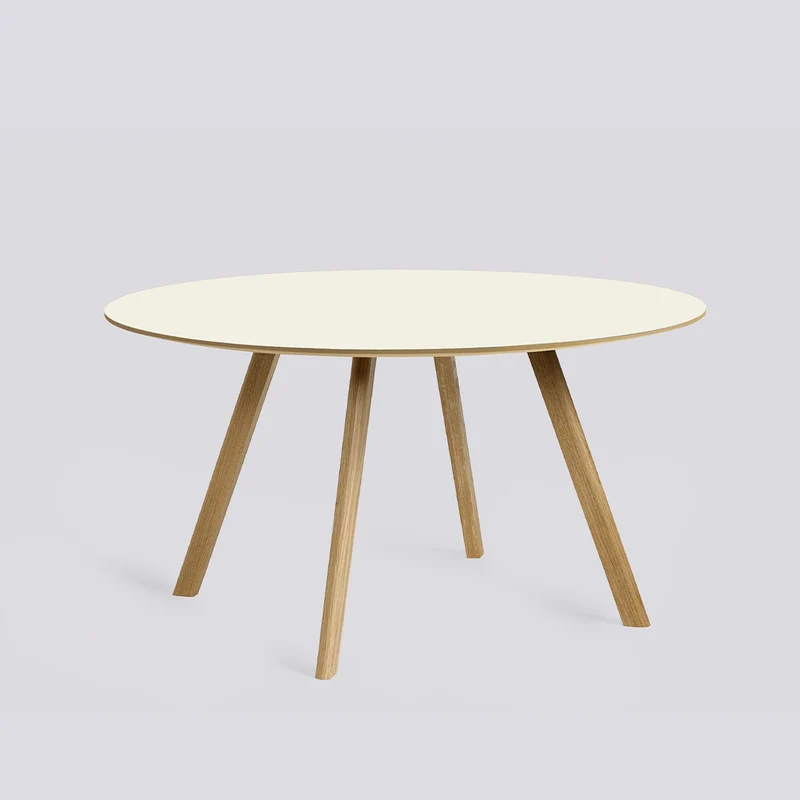 CPH 25 Ø140 × H74 cm Matbord Off-white – linoleum, massiv ek med vattenbaserad lack
