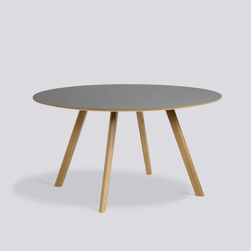 CPH 25 Ø140 × H74 cm Matbord Grey – linoleum, massiv ek med vattenbaserad lack