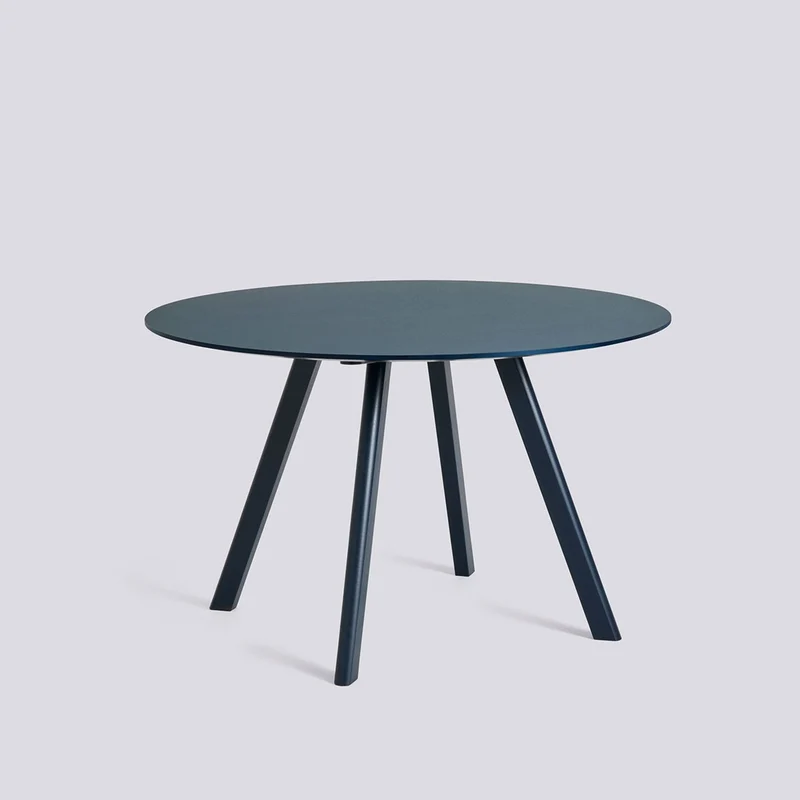 CPH 25 Ø120 × H73 cm Matbord Smokey blue – linoleum, Deep blue – massiv ek med vattenbaserad lack