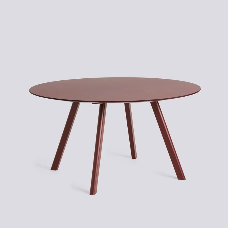 CPH 25 Ø140 × H74 cm Matbord Burgundy – linoleum, Bordeaux – massiv ek med vattenbaserad lack