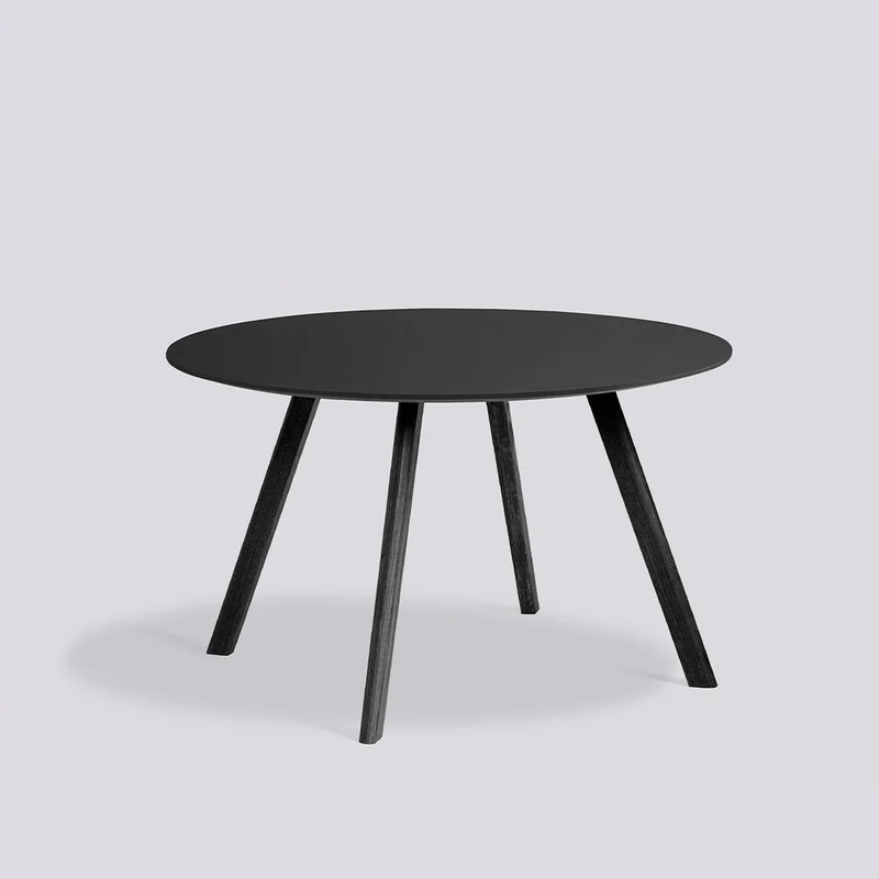 CPH 25 Ø120 × H73 cm Matbord Black – linoleum, Black – massiv ek med vattenbaserad lack