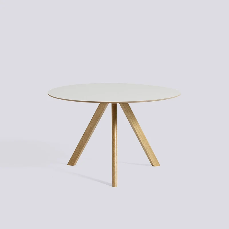 CPH 20 Ø120 × H73 cm Matbord Off-white – linoleum, massiv ek med vattenbaserad lack