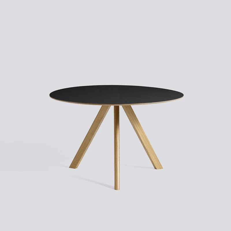 CPH 20 Ø120 × H73 cm Matbord Black – linoleum, massiv ek med vattenbaserad lack