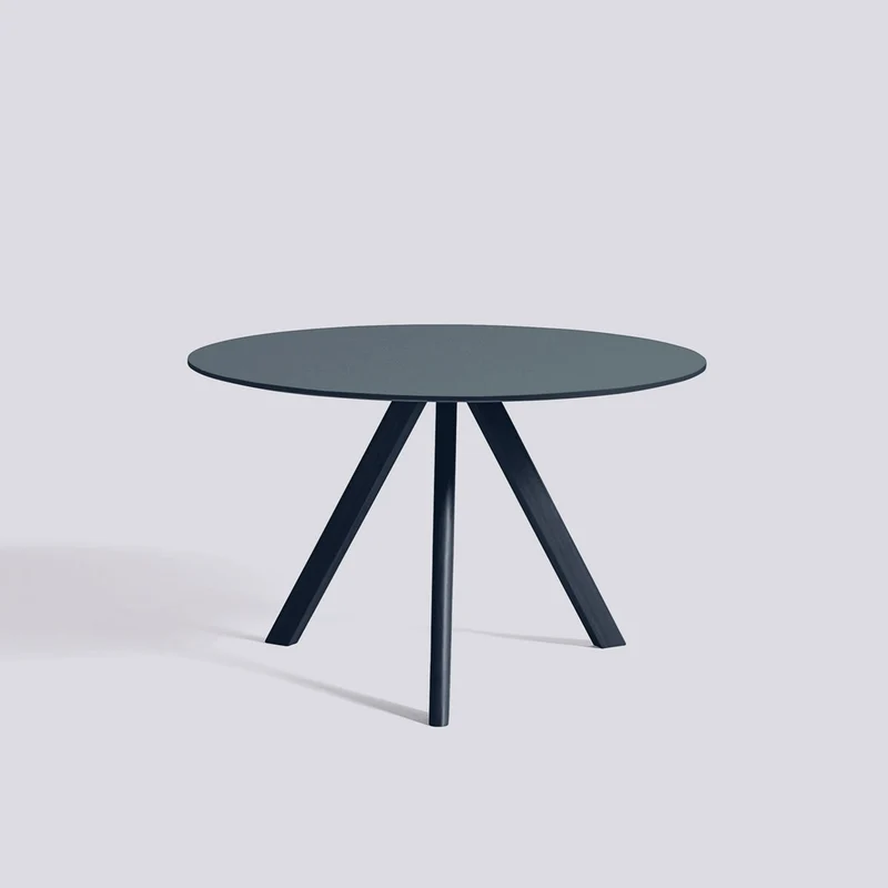 CPH 20 Ø120 × H73 cm Matbord Smokey blue – linoleum, Deep blue – massiv ek med vattenbaserad lack