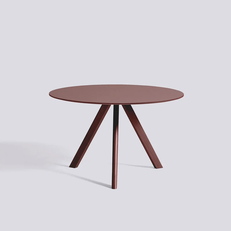 CPH 20 Ø120 × H73 cm Matbord Burgundy – linoleum, Bordeaux – massiv ek med vattenbaserad lack