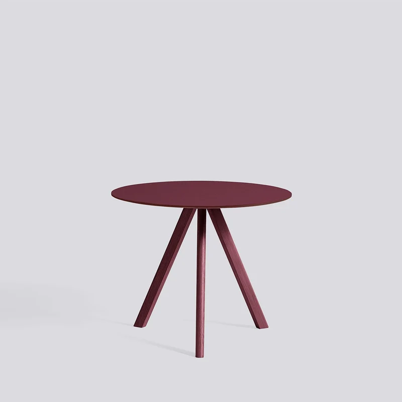CPH 20 Ø90 × H73 cm Matbord Burgundy – linoleum, Bordeaux – massiv ek med vattenbaserad lack