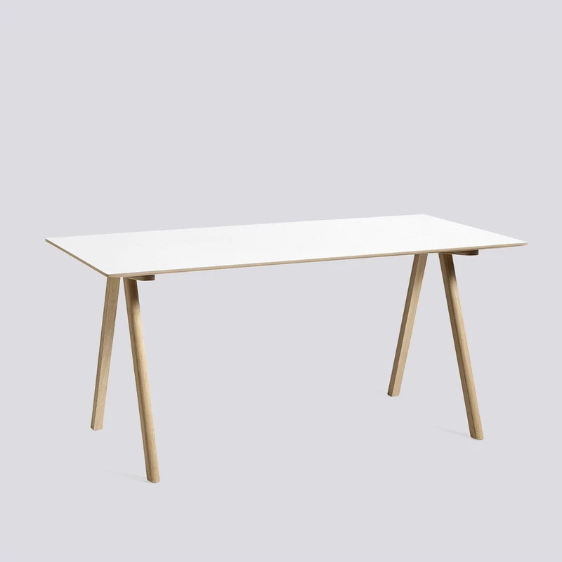 CPH 10 L160 × B80 × H74 cm Skrivbord White – laminat, massiv ek med vattenbaserad lack