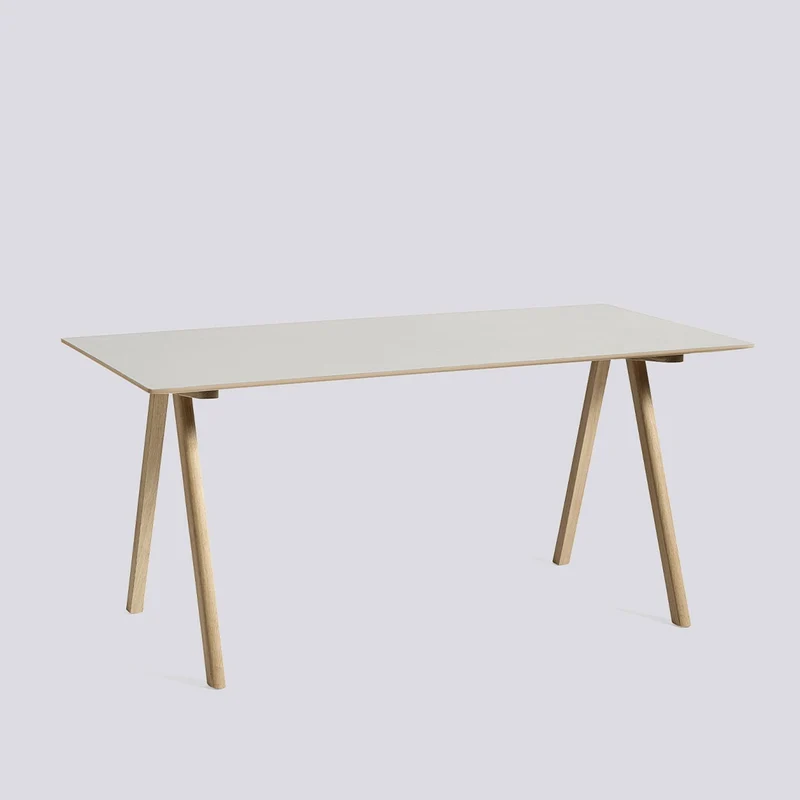 CPH 10 L160 × B80 × H74 cm Skrivbord Off-white – linoleum, massiv ek med vattenbaserad lack