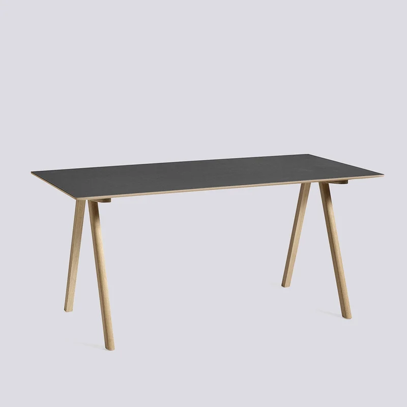 CPH 10 L160 × B80 × H74 cm Skrivbord Black – linoleum, massiv ek med vattenbaserad lack