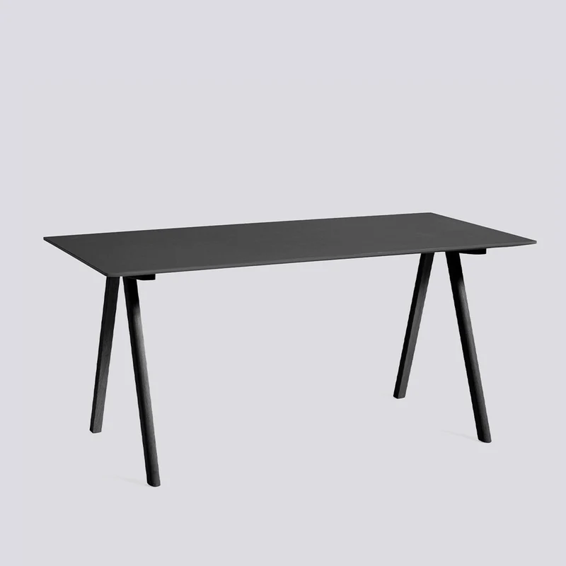 CPH 10 L160 × B80 × H74 cm Skrivbord Black – linoleum, Black – massiv ek med vattenbaserad lack
